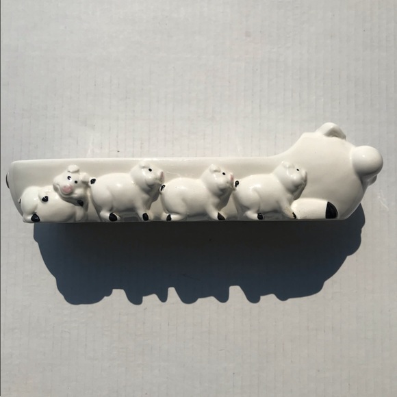 Ron Gordon Designs Ceramic Pig With Litter Cracker/Cookie Dish 10.5” - Picture 3 of 9